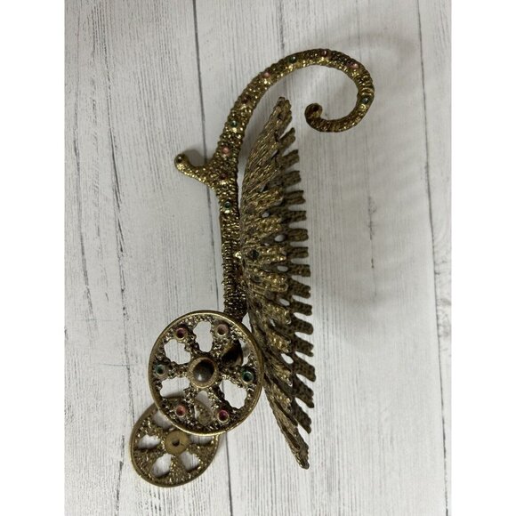 JERUSALEM Israel 1950s Ornate Brass Metal Moving Wheels Cart Basket - Picture 9 of 11